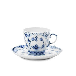 Royal Copenhagen-Koffiekop en schotel, 16 cl, Blue Fluted, full lace - Schreuder-kraan.shop