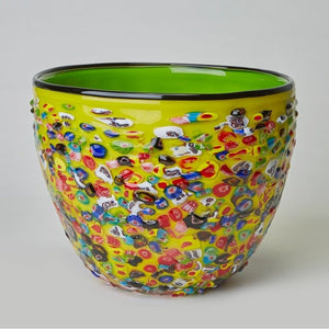 Des Pots - Mille - fiori vaas "raw" met groene binnenzijde h.26 d.30 - Schreuder - kraan.shop