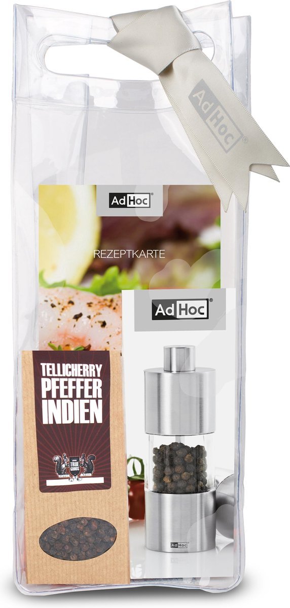 Ad Hoc-Pepermolen Mini met een zakje peperkorrels, geschenkset - Adhoc | Classic - Schreuder-kraan.shop