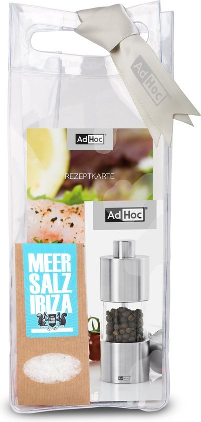 Ad Hoc-Zoutmolen Mini met een zakje zoutkorrels, geschenkset - Adhoc | Classic - Schreuder-kraan.shop