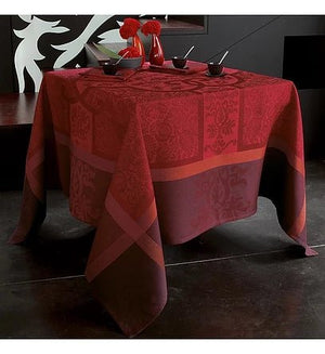 Le Jacquard FrançaisSiena Rubis tafelkleed (175×175 cm) 100% linnen - Schreuder-kraan.shop