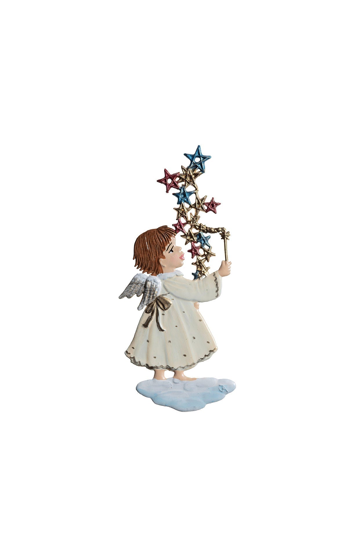 S&K handbeschilderd tinKerstboomhanger engel met Sterrestof - Schreuder-kraan.shop