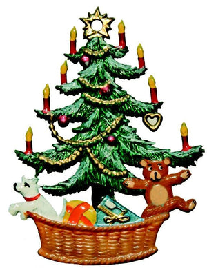 S&K handbeschilderd tin-Kerstboomhanger kerstboom met mand - Schreuder-kraan.shop