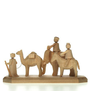 S&K houten miniaturen-Een houten miniatuur van de Drie Koningen onderweg - Schreuder-kraan.shop