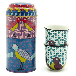 Images d'Orient-Tin box Birds of Paradise, tinnen blik met 2 compartimenten + 2 koffiebekertjes 90 ml - Schreuder-kraan.shop