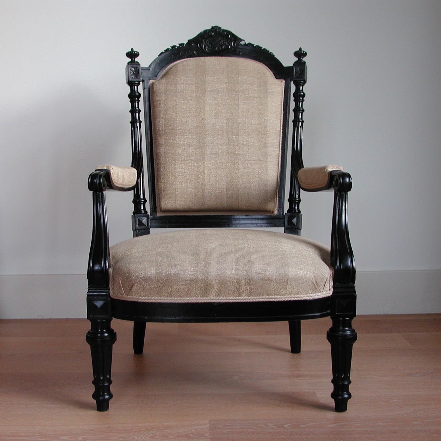S&K meubelen-Twee zwartgepolitoerde armfauteuils style Louis XVI ca. 1880-1890 (set) - Schreuder-kraan.shop